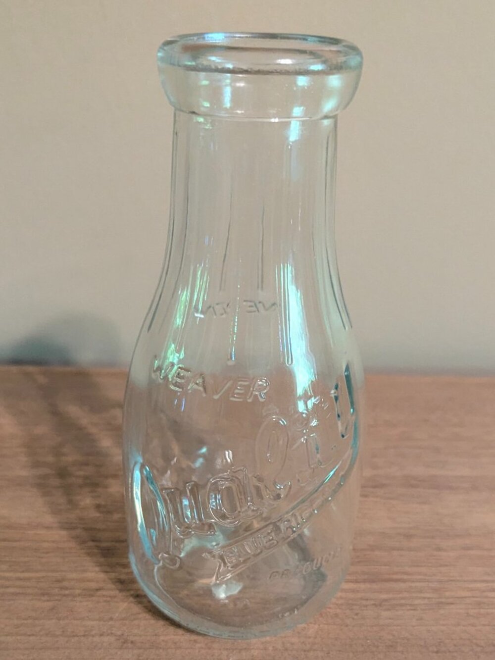 Vintage Weaver Quality Blue Ribbon One Pint Milk Jar